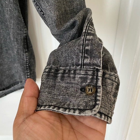 Topman Classic Fit Black Wash Denim Buttons Front Shirt Size L - Picture 4 of 7